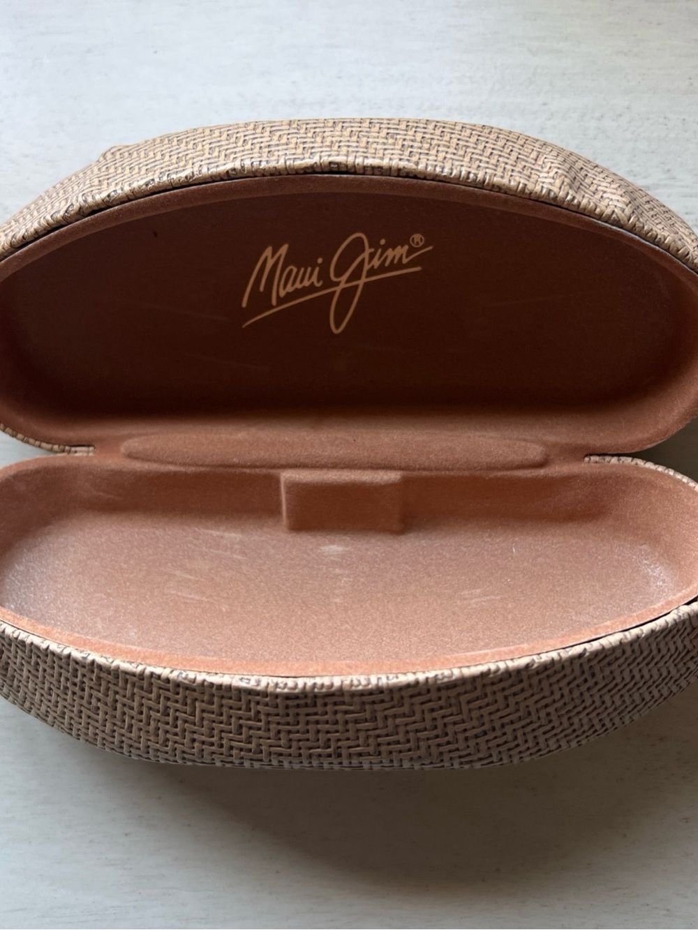 Maui Jim Sunglass Case in Woven Light Brown with Tan Interior